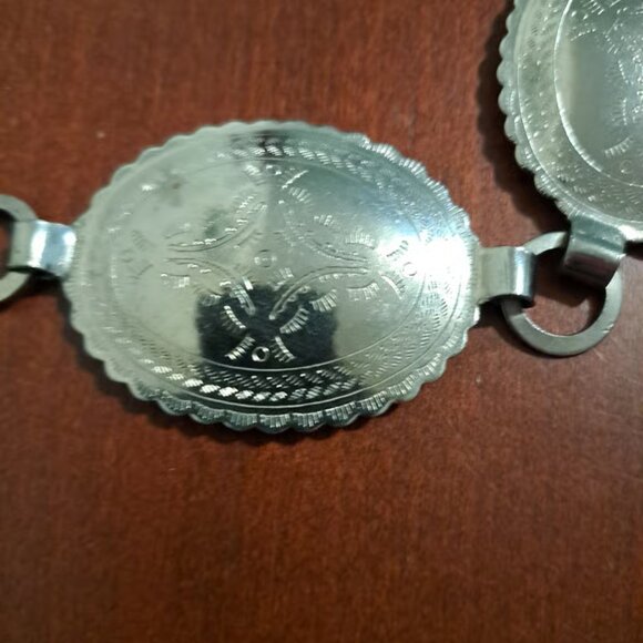 Silver Plated Concho Belt Scalloped Oval Etched Sections With Round Links main image 4